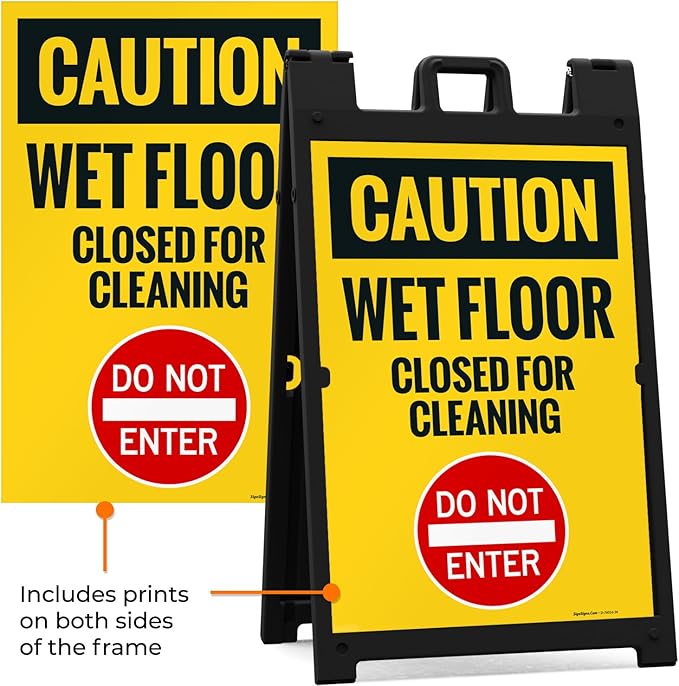 Caution Wet Floor Closed for Cleaning Do Not Enter Sidewalk Sign Kit, 24x36 - Image 5