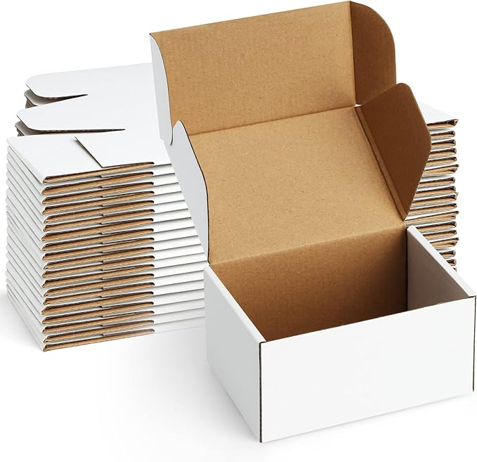 Shipping Boxes 6x4x3 inches Small Mailing Boxes 25 Pack White Cardboard by POEVER