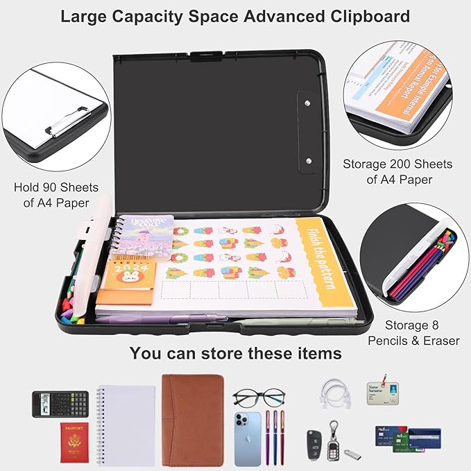SFLHHDM Clipboard with Storage, Clip Boards 8.5x11, Plastic Clipboards with Pen - Image 2