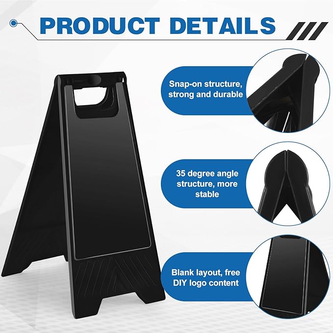 2 Pack 24 Inch Blank Floor Sign Black A-frame Foldable Caution Sign - Image 4
