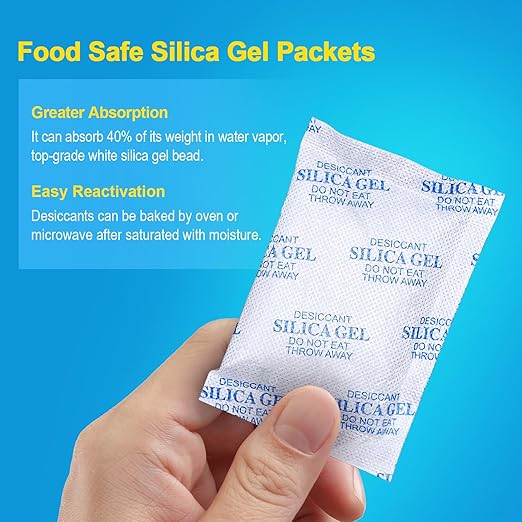 Silica Gel Packets – 50 Gram 50 Packs Moisture Absorbers, Desiccant Packs - Image 2