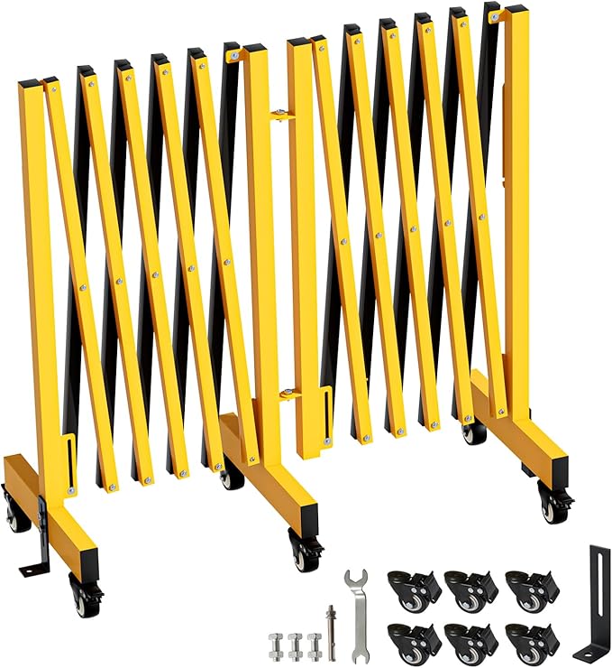 12.2FT Industrial Metal Expandable Barricade，Retractable Traffic Fence by JTZFD