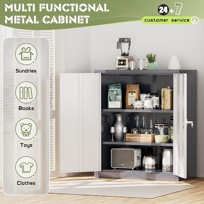 Incbruce 36” Metal Storage Cabinet, Locking Steel Storage Cabinet - Image 3