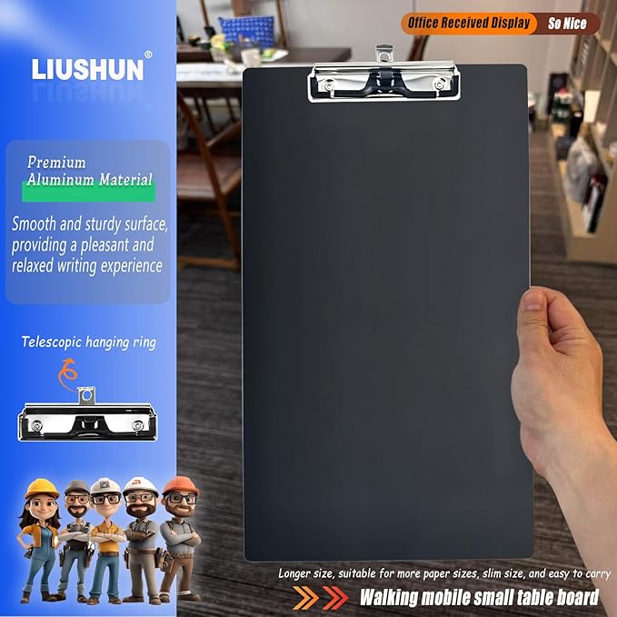Legal Aluminum Clipboard Metal w/Stainless Hangable Pen Holder Writing Low - Image 4