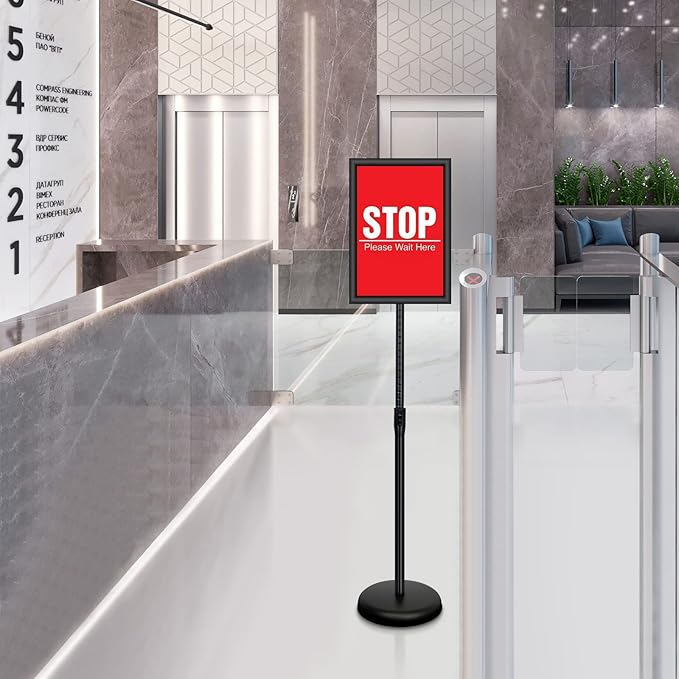 6Packs 8.5x11 Inch Adjustable Pedestal Poster Sign Stand, Heavy Duty Floor - Image 8