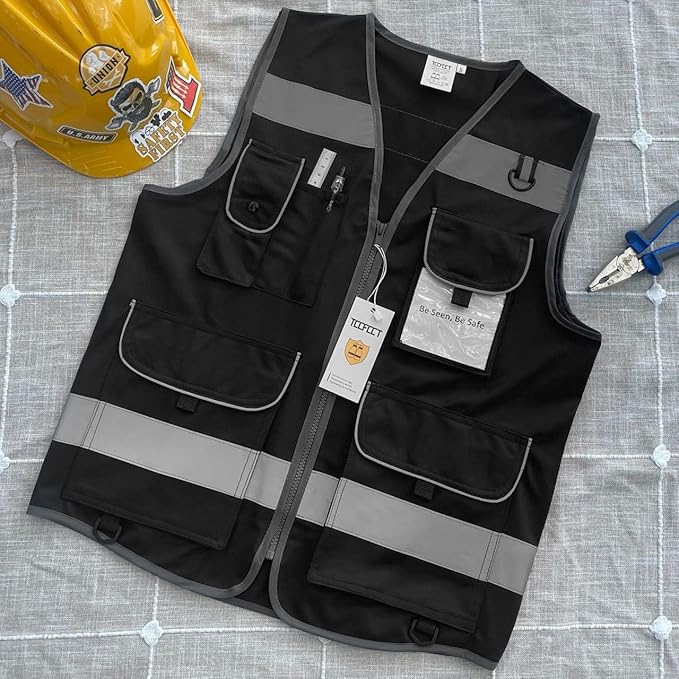 TCCFCCT Safety Vest for Men Women, 9 Pockets High Visibility Reflective Vest - Image 5
