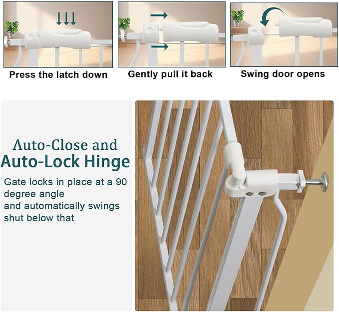 Extra Wide Baby Gate Tension Indoor Safety Gates White Metal Large Pressure - Image 5