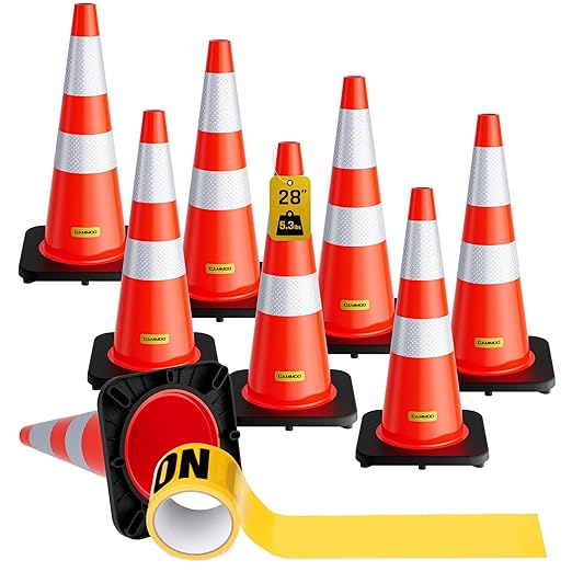 8 Pack 28 Inch Traffic Cones by CAMMOO