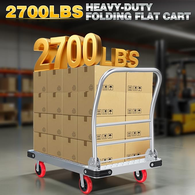 Heavy Duty Foldable Platform Truck - 2700LB Capacity Steel Push Cart - Image 2