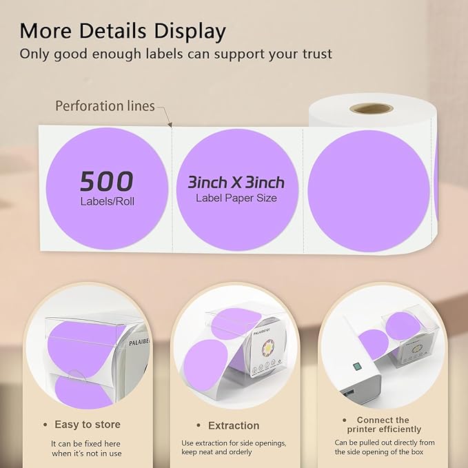 3 X 3 Inch Round Thermal Labels Circle Color Coding Labels Printable Waterproof - Image 4