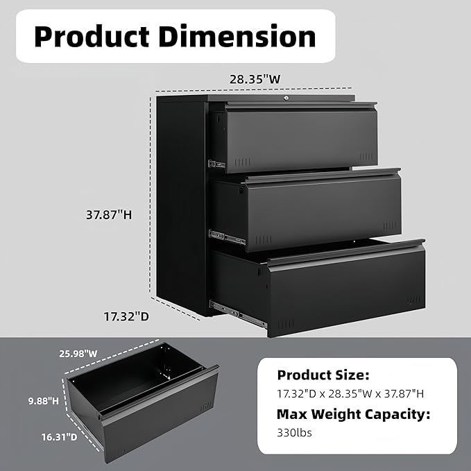 Lateral 3 Drawer File Cabient - Image 2
