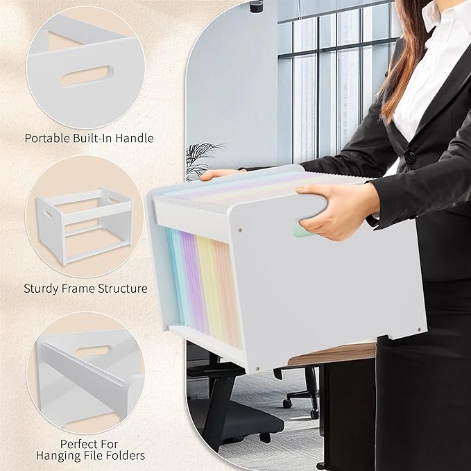 Bamboo Hanging File Organizer, Office Desk File Organizer - Image 5