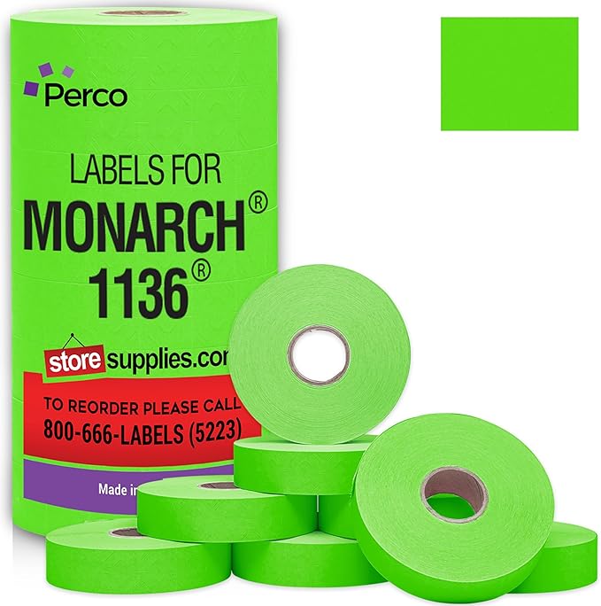 Perco Fluorescent Green Pricing Labels by Perco