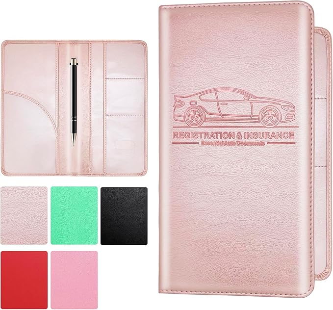 PLOJOP Car Registration and Insurance Card Holder, Leather Vehicle Insurance by PLOJOP