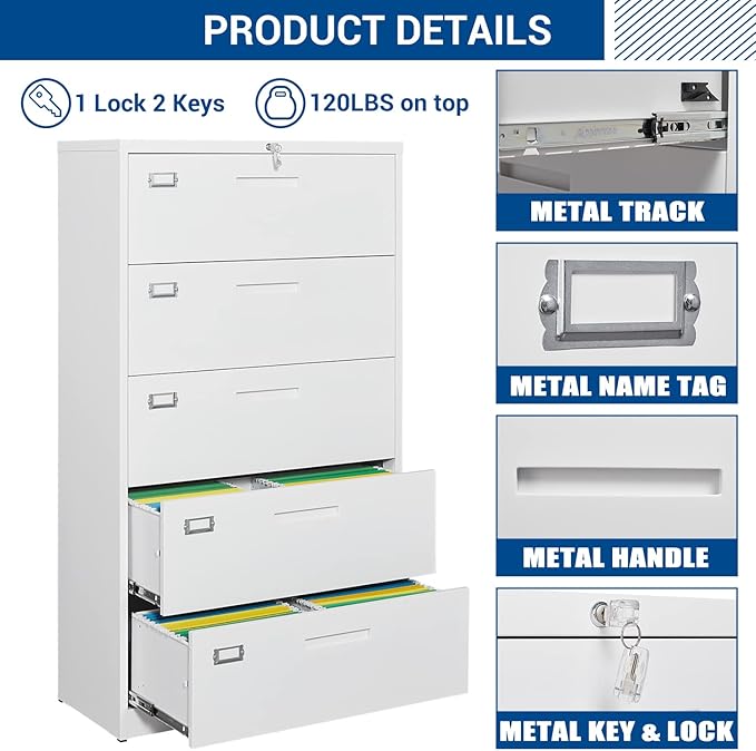 Lateral File Cabinet with 5 Drawers - Image 7