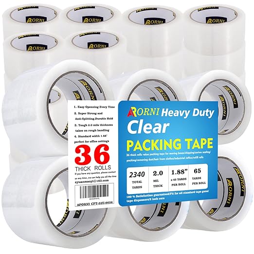 Packing Tape Heavy Duty Refill 36 Rolls Sealing Great by APORNI
