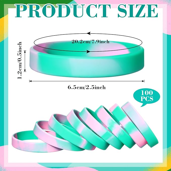 Liliful 100 Pcs Silicone Rubber Wristbands Rubber Wristband Bracelet Bands - Image 2