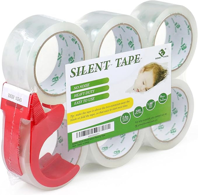 BOMEI PACK No Noise Quiet Clear Packing Tape, Heavy Duty Packaging Tape - Image 6