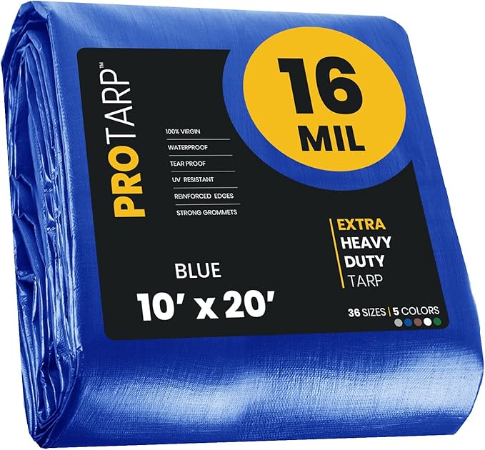PROTARP Extra Heavy Duty 16 Mil Tarp Cover, Waterproof, UV Resistant, Rip and by Protarp