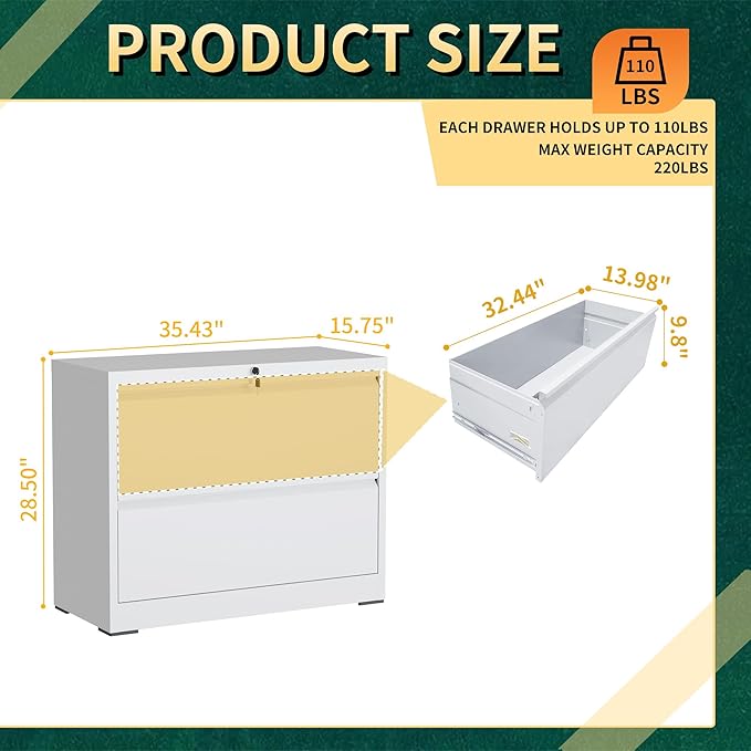 2 Drawer Lateral File Cabinet - Image 3