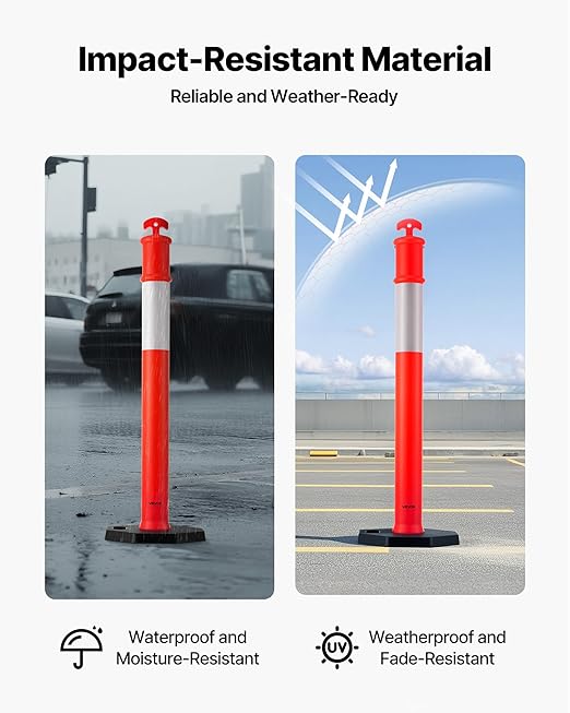 VEVOR 9 Pack Traffic Delineator Posts, 48 inches Traffic Safety Cones - Image 5