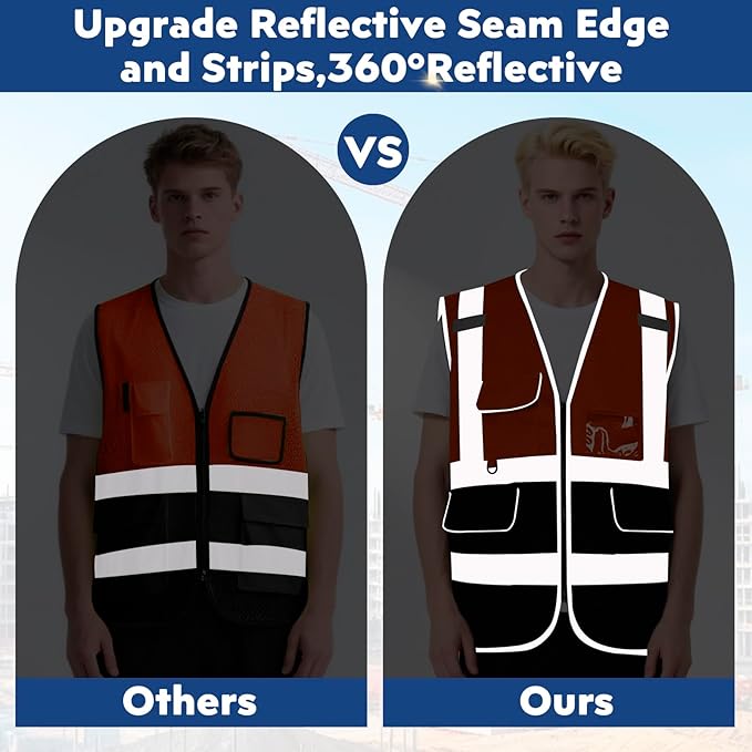 BeautyWill Custom Safety Vest Customized Logo Class 2 High Visibility - Image 2