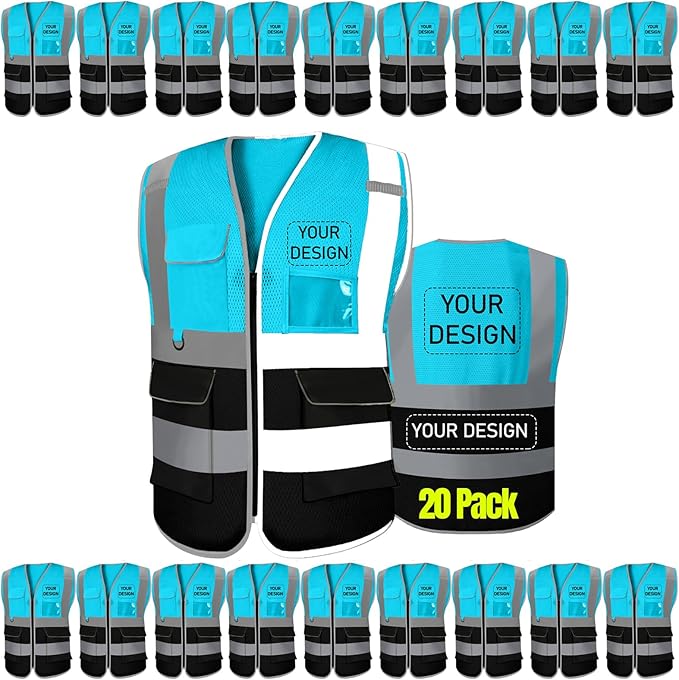 BeautyWill 10/20 Pack Custom Logo Safety Vest, Bulk High Visibility Class 2 by BeautyWill