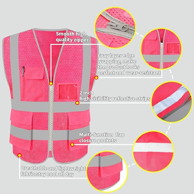 HYCOPROT High Visibility Mesh Safety Reflective Vest - Image 3