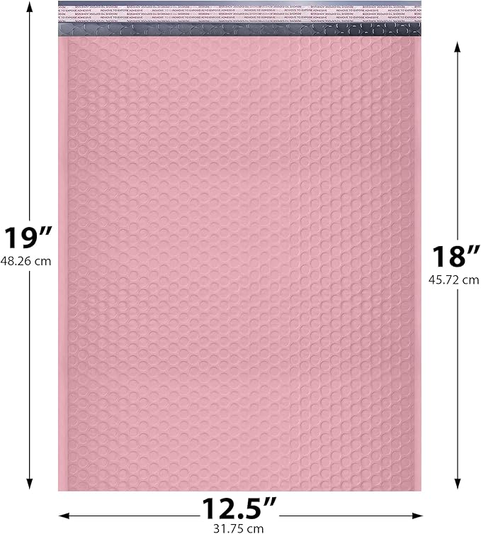 Light Pink 12.5x19.5 Inch Large Poly Bubble Mailers #6 | Padded Envelopes - Image 2
