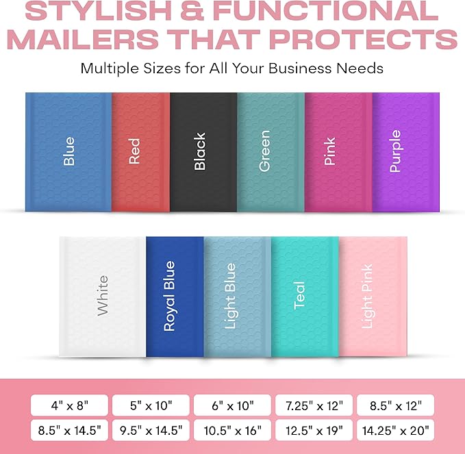 Light Pink Small Bubble Mailers 4x8 Inch #000 | Thick Padded Poly Bubble Mailer - Image 8