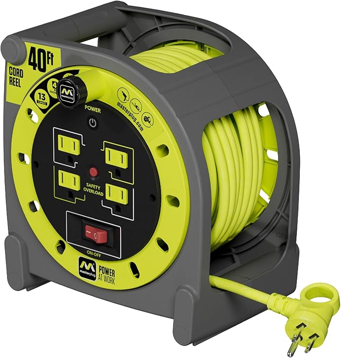Masterplug 40ft Case Cord Reel, Retractable Extension Lead by Masterplug