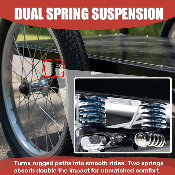 Bike Cargo Trailer with Spring Suspension, Bicycle Wagon Cart, Handle Cart 160 - Image 2