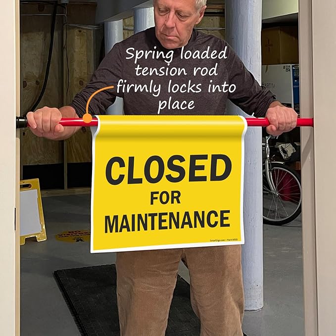 SmartSign 3-Pack 'Closed For Maintenance' Hanging Doorway Barricade Sign - Image 5