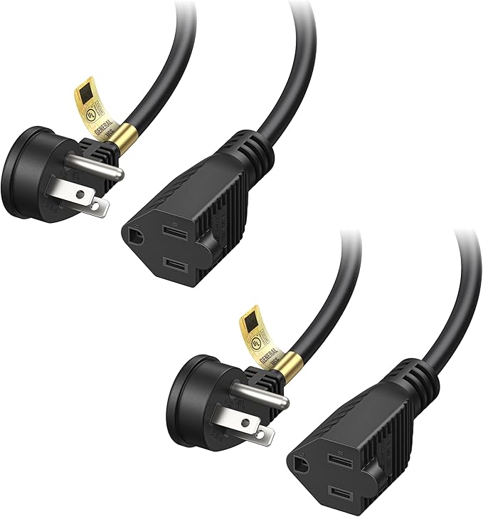Cable Matters 2-Pack Low Profile Flat Plug Extension Cord 15 Feet by CableMatters