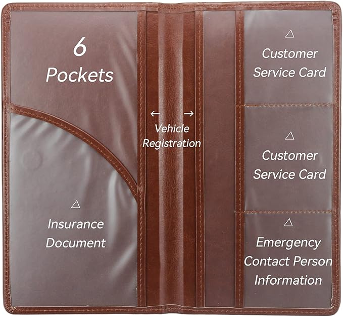 Car Registration and Insurance Holder, Premium Pu Leather Vehicle Glove Box - Image 4