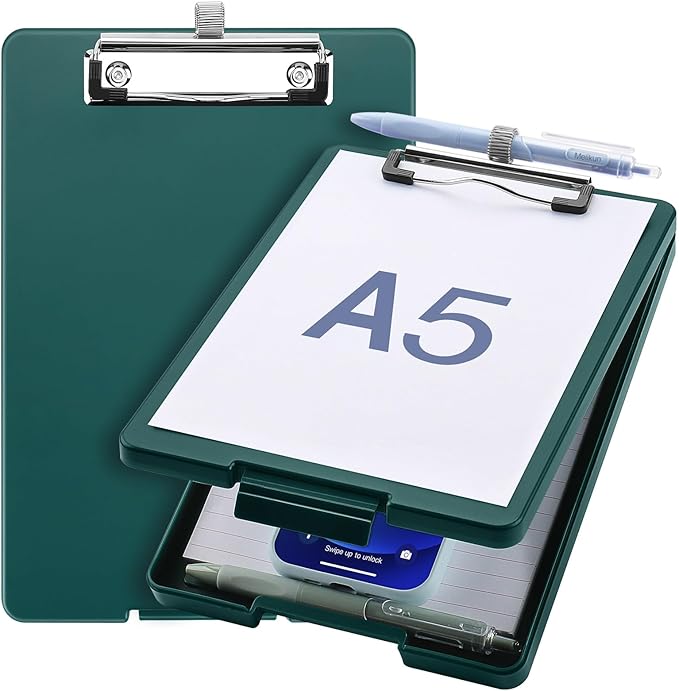 Small Clipboard with Storage, A5 Clipboards with Pen Holder, Half Letter Clip by Meiikun
