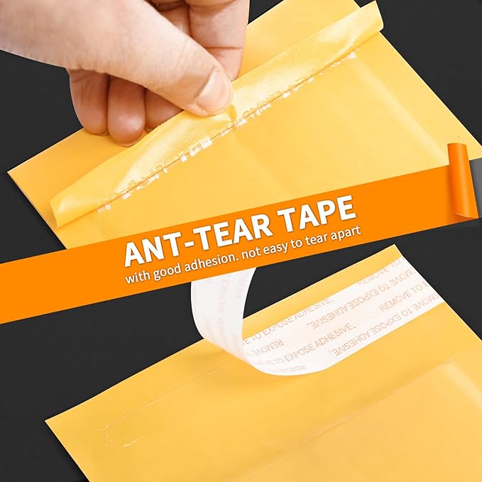 packbabol Kraft bubble mailers 3.5x5 Inch 50 Pack, Self-Sealing Paper Envelopes - Image 3