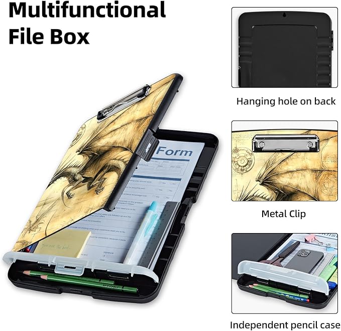 Clipboard with Storage Box & Pen Holder, Heavy Duty Clip Boards 8.5x11 - Image 3