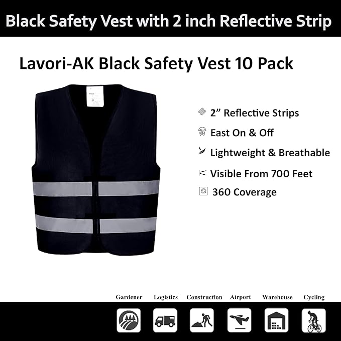 Black Safety Vests 20 Pack - Image 2