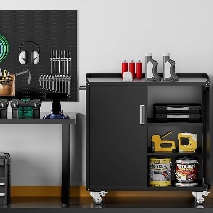 Metal Storage Cabinet with Wheels - Image 2