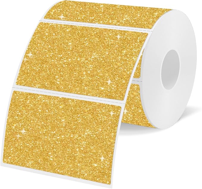 3x2 Inch Holographic Thermal Labels, Shiny Gold Thermal Sticker Labels by Unknown