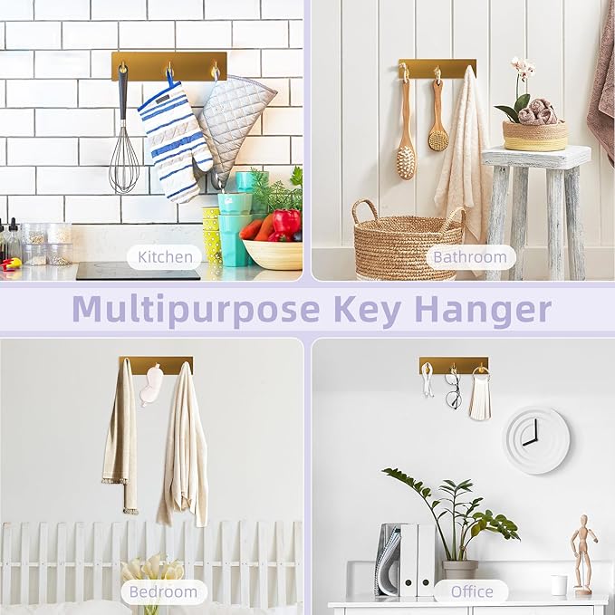 VIS'V Key Holder Wall Mount, Small Metal Self Adhesive Key Hanger - Image 6