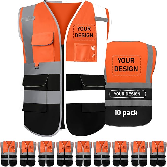 BeautyWill 10/20 Pack Custom Logo Safety Vest, Bulk High Visibility Class 2 by BeautyWill