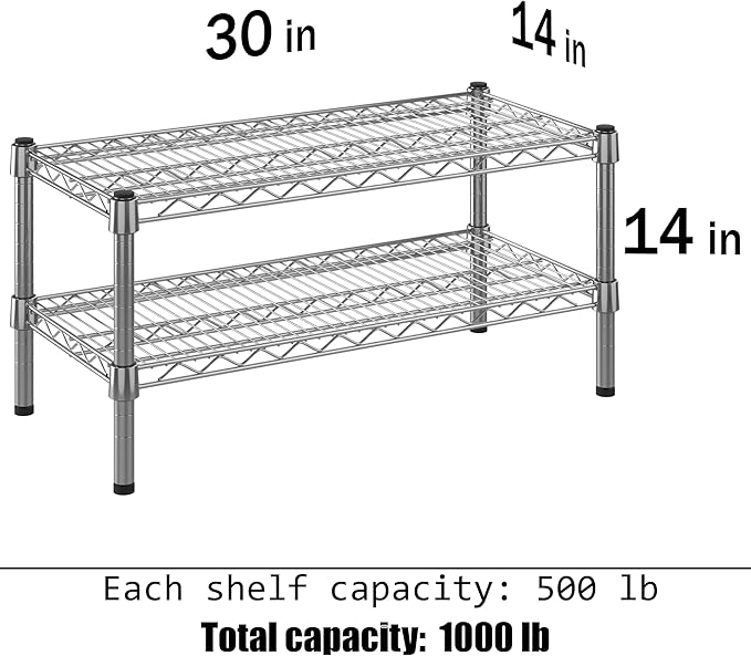 14" Deep x 30" Wide x 14" Height Wire Shelving Kit | 2-Tier | NSF Commercial - Image 3