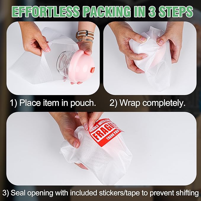 540Pcs Dish Packing Supplies for Moving, 270 Cushion Foam Wrap Pouches & Sheets - Image 3