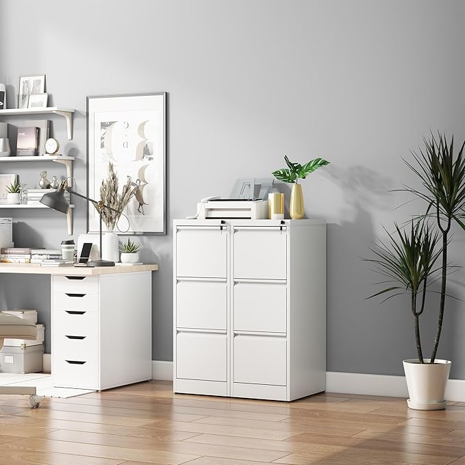 3 Drawer File Cabinet with Lock, Vertical Filing Cabinets - Image 8