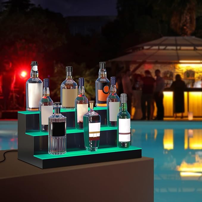 VEVOR LED Lighted Liquor Bottle Display, 3 Tiers 24 Inches, Supports USB - Image 8