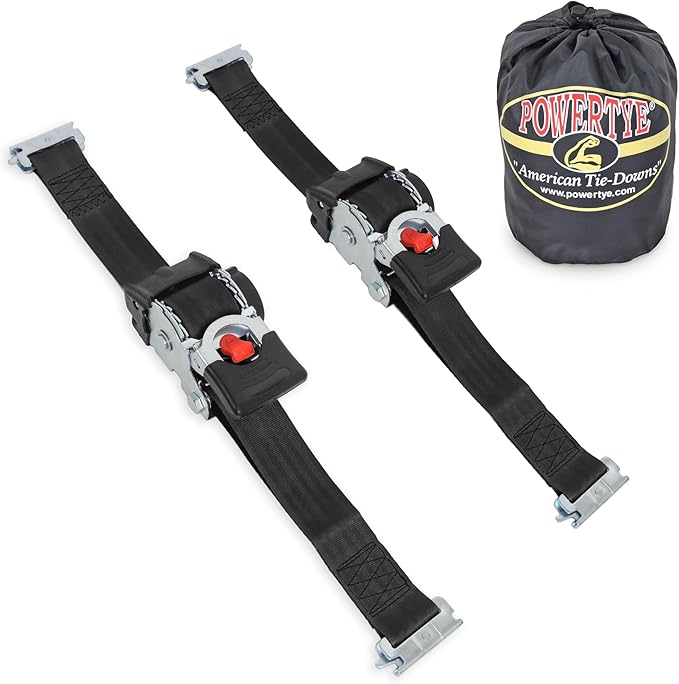 PowerTye - 2inch x 10ft Long Retractable Ratchet Tie Down Strap - by PowerTyeMFG