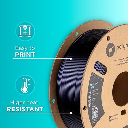 Polymaker PolyLite 3D Printer PETG Filament Translucent Blue 1.75mm 1kg - Image 5