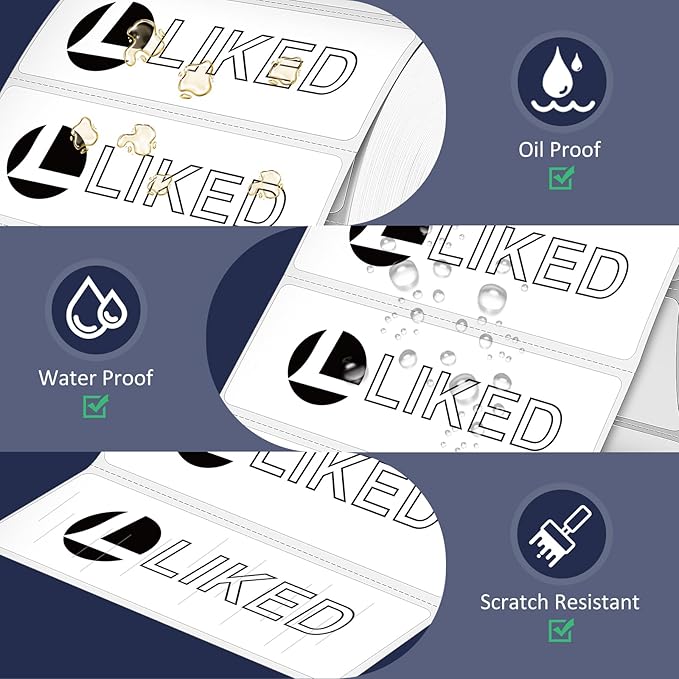 L LIKED 3" x 1" Direct Thermal Label, Permanent Adhesive Barcode Shipping - Image 5